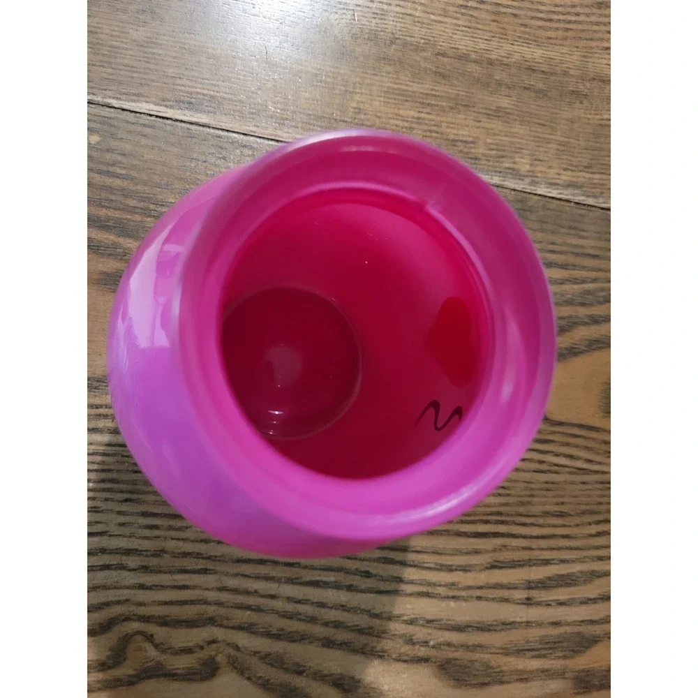 Pink Glass Emoji Kiss Small Vase Hand Blown 3 1/2 Inches Tall